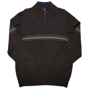 NIKE TIGER WOODS 1/2 Zip 100% Merino Wool Sweater 336856 Brown Green Large L